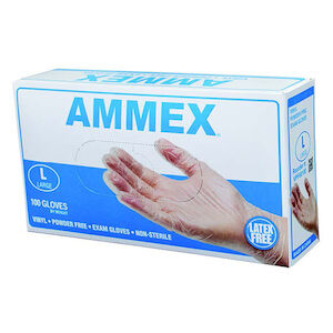 GLOVES AMMEX VINYL EXAM PF MD 10/100